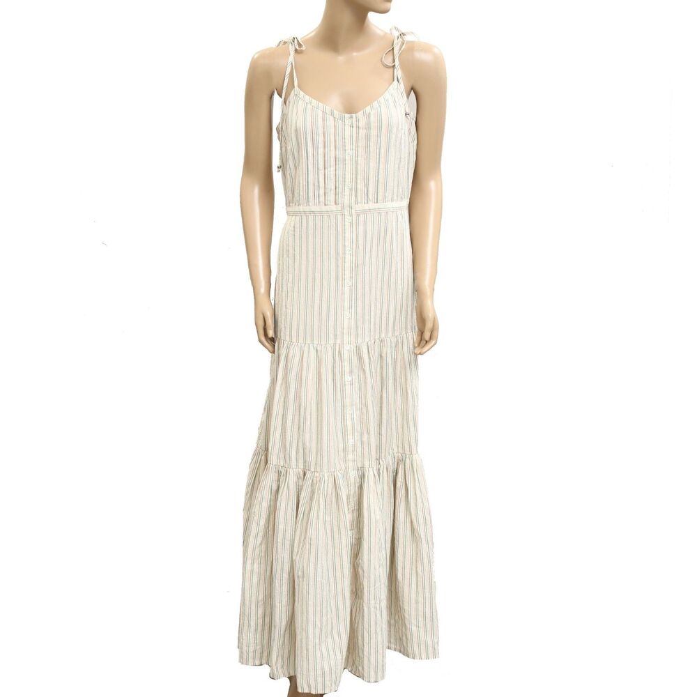 Veronica Beard Windansea Midi Dress Striped Printed Tiered Resort S New 282176